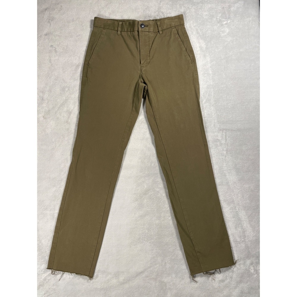 Everlane Uniform Chino Pants Men 28 Olive Green Slim Fit Stretch Raw Hem
